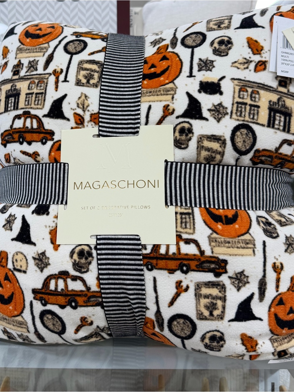 Magaschoni Halloween Town Set of 2 Decorative Halloween Pillows 20x20 VHTF